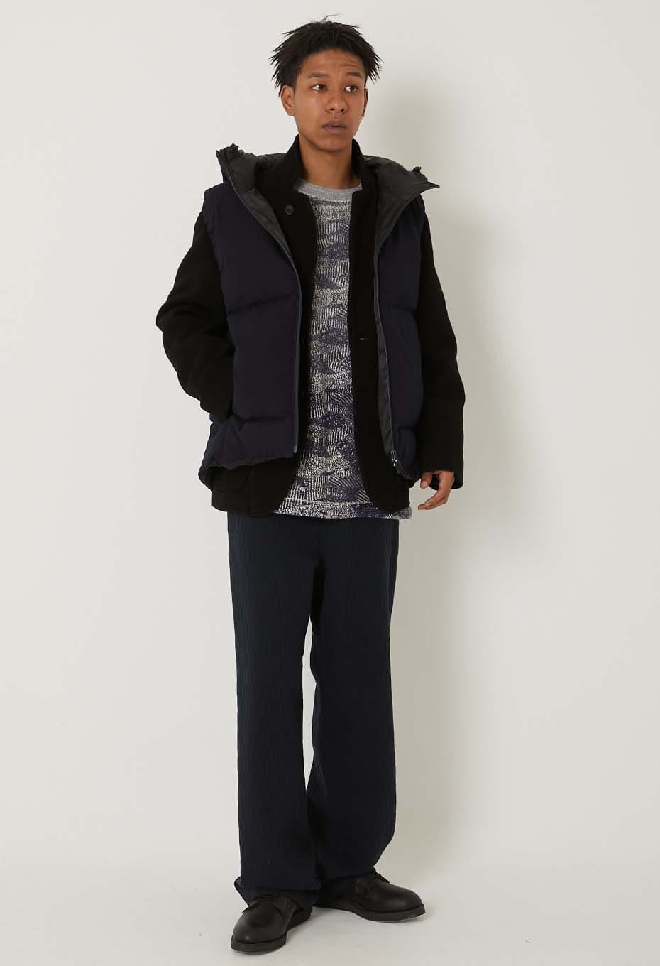 Indigo nylon satin recycled down hooded vest - INDIGO