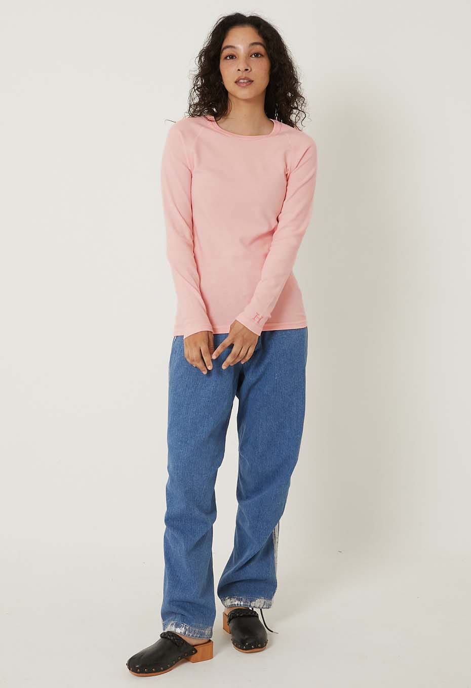 ストレッチフライス ロングスリーブ Tシャツ - BABY PINK