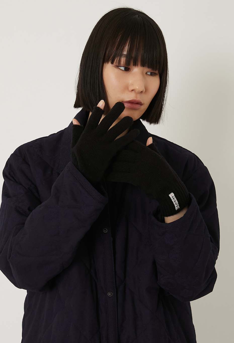 Recycled cashmere ubiquitous gloves - BLACK