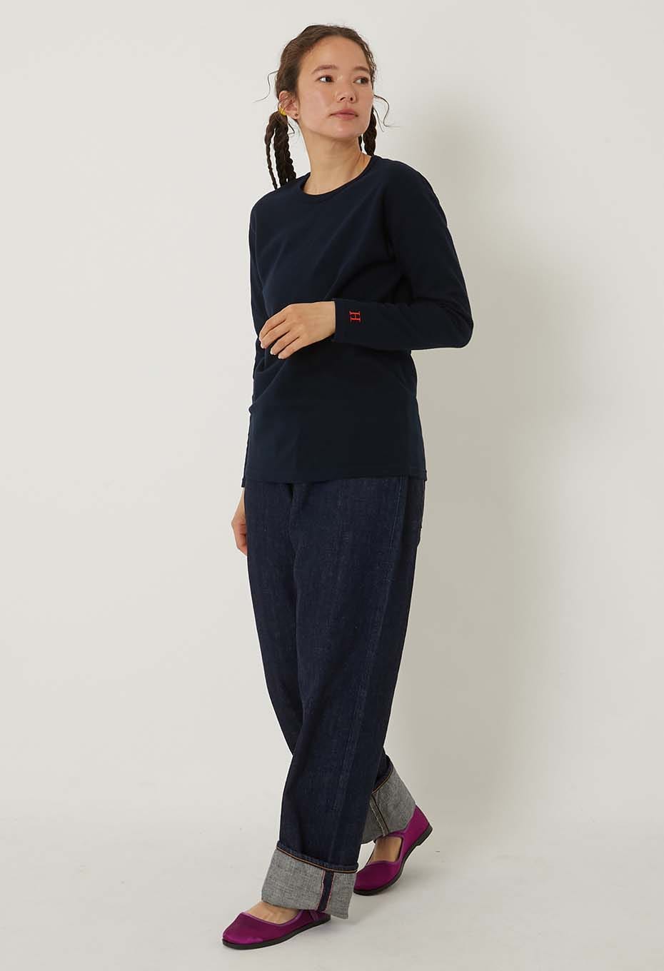 ストレッチフライス コンフォータブル ロングスリーブ Tシャツ - DARK NAVY