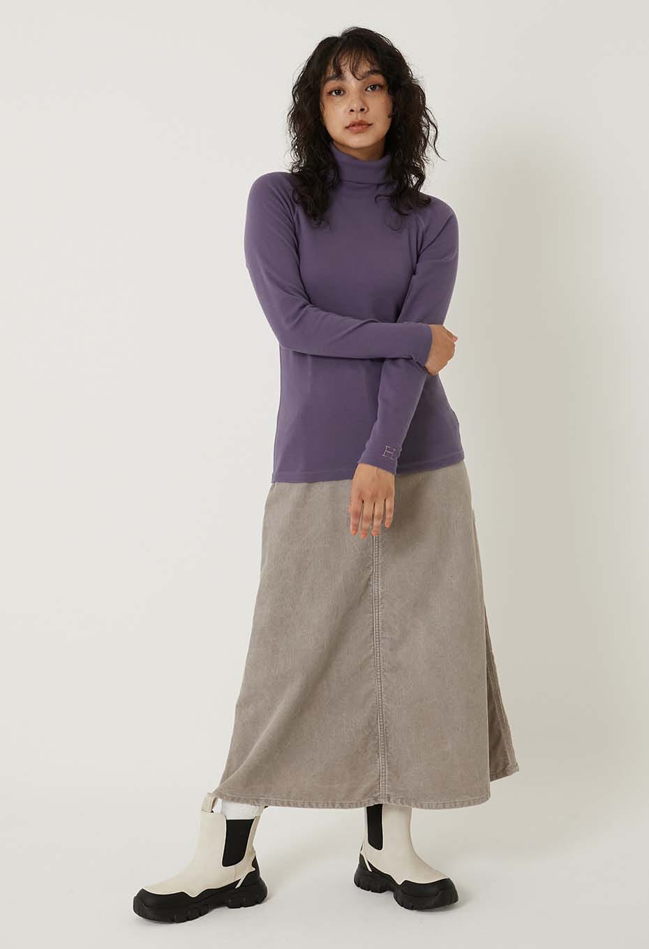 ストレッチフライス タートルネック ロングスリーブ Tシャツ - DK PURPLE