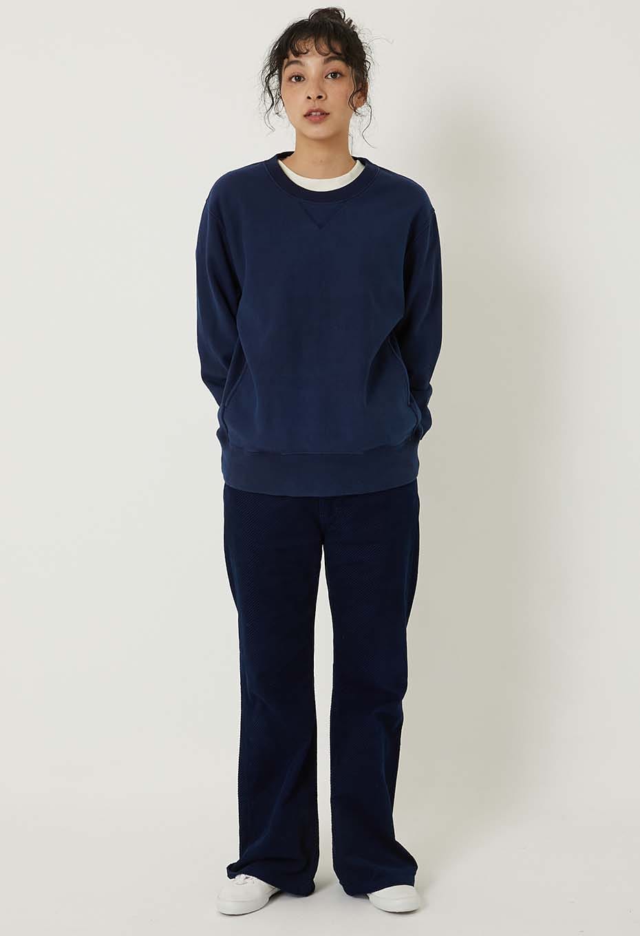 オーガニックウラケ テゾメ クルーネック スウェットシャツ - INDIGO