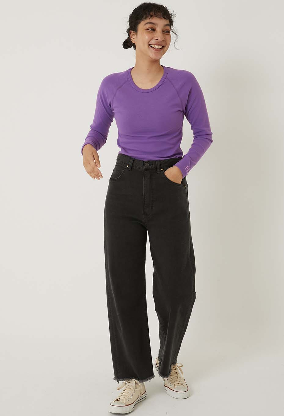 ストレッチフライス ロングスリーブ Tシャツ - PURPLE