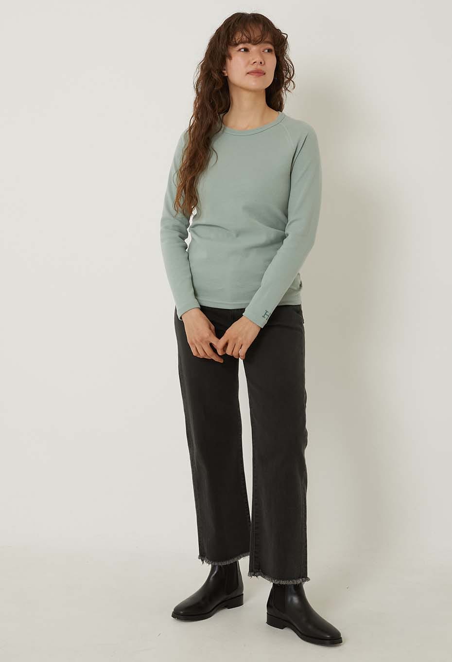 ストレッチフライス ロングスリーブ Tシャツ - SAGE GREEN