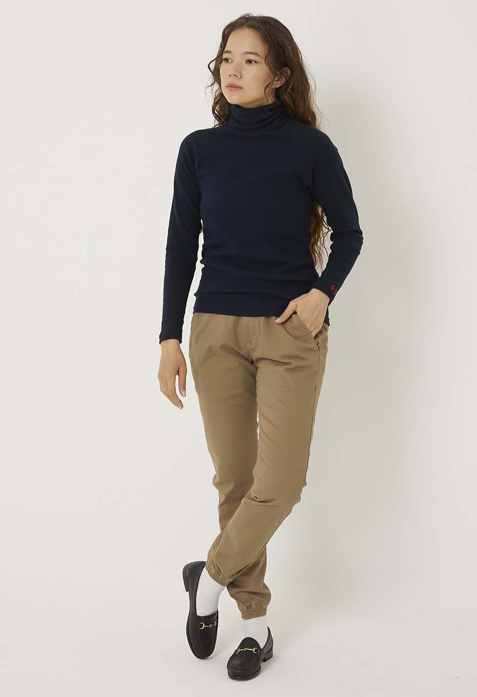 ストレッチフライス タートルネック ロングスリーブ Tシャツ - DARK NAVY