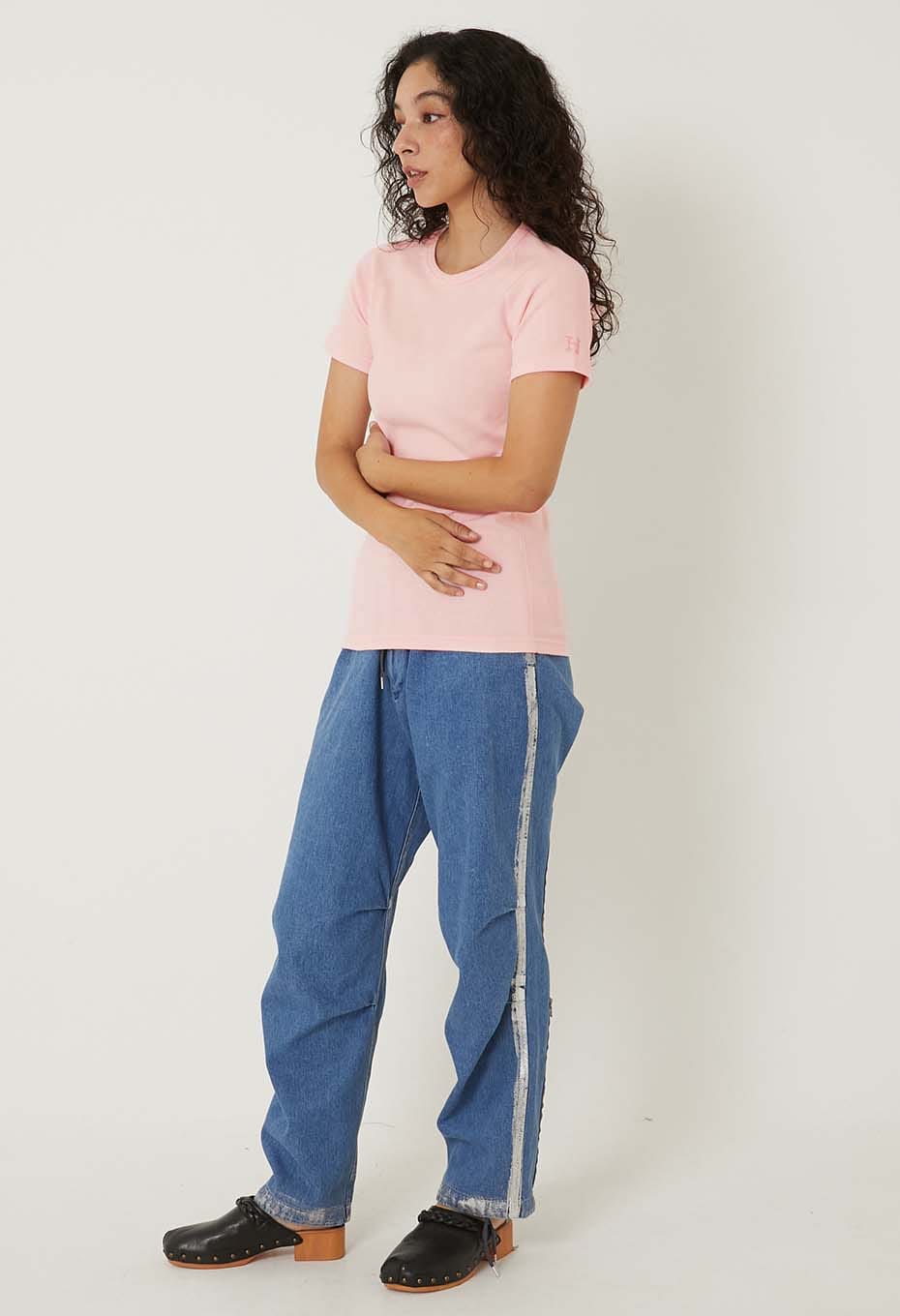 ストレッチフライス ショートスリーブ Tシャツ - BABY PINK