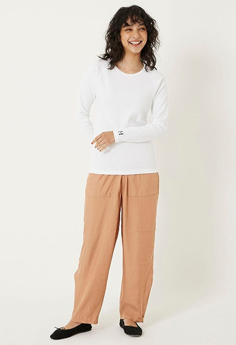 ストレッチフライス ロングスリーブ Tシャツ - WHITE