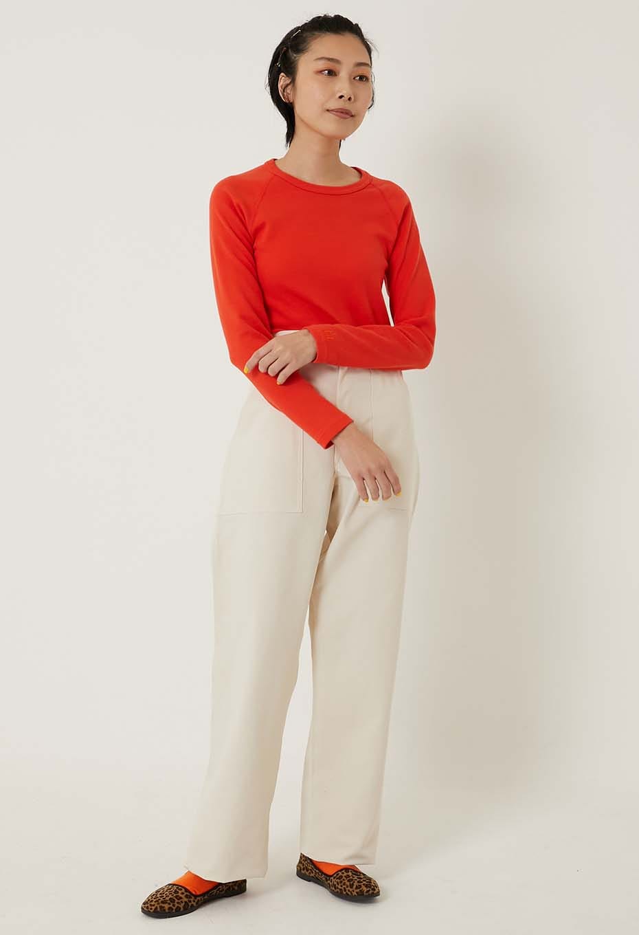 ストレッチフライス ロングスリーブ Tシャツ - ORANGE