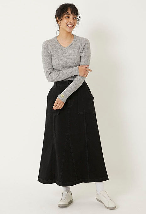 ストレッチフライス Vネックロングスリーブ Tシャツ - GREY