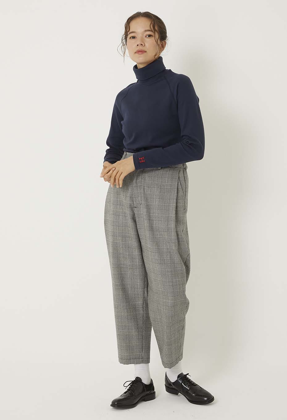 ストレッチフライス タートルネック ロングスリーブ Tシャツ - NAVY