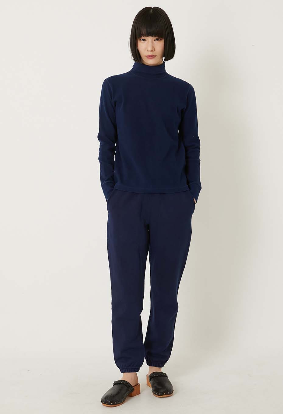 ムライトテレコ テゾメ ニードルステッチ タートルネック Tシャツ ユニセックス - INDIGO