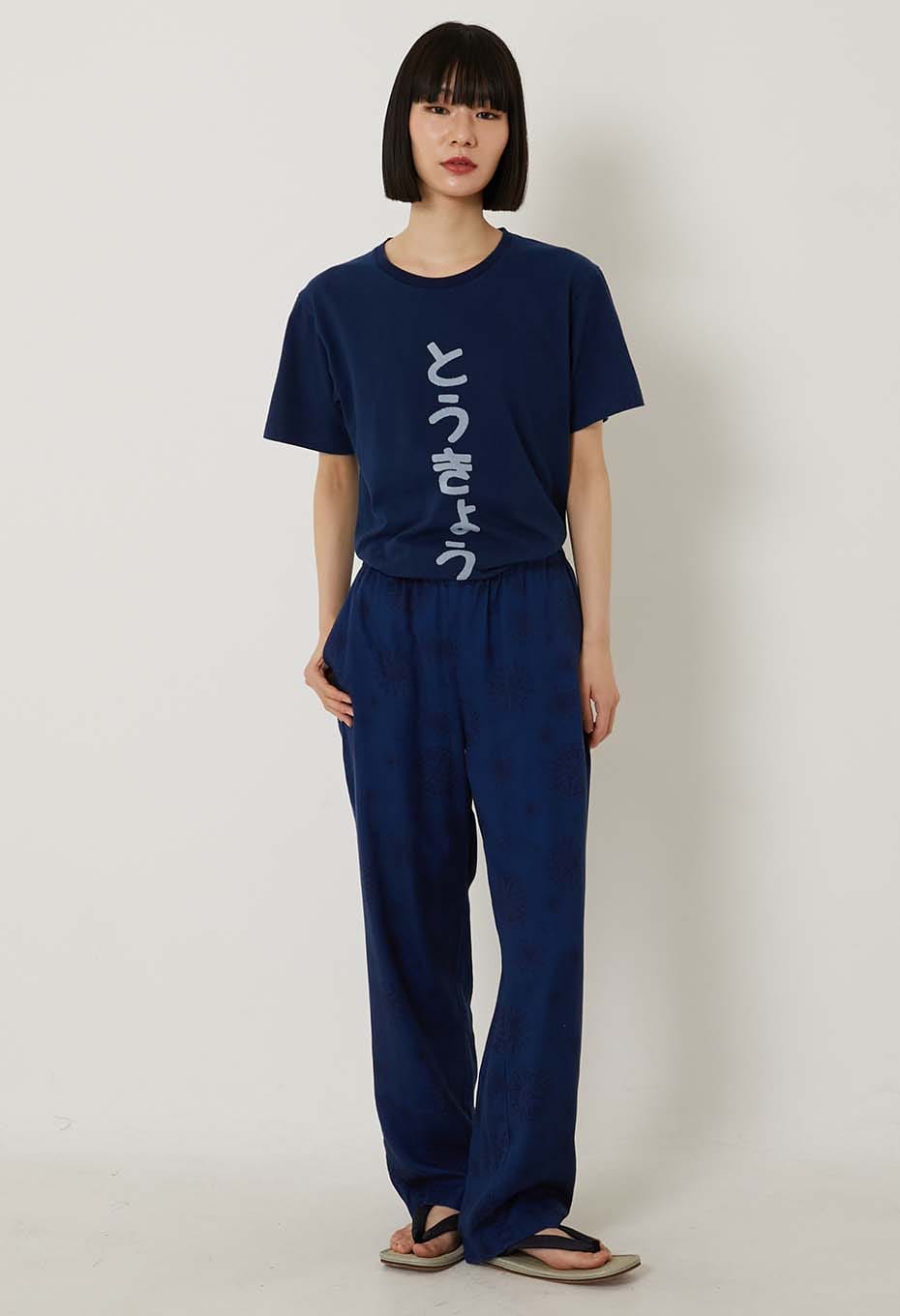 Hiragana Tokyo Bassen Indigo Short Sleeve T-shirt - INDIGO