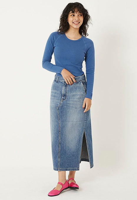 ストレッチフライス ロングスリーブ Tシャツ - BLUE