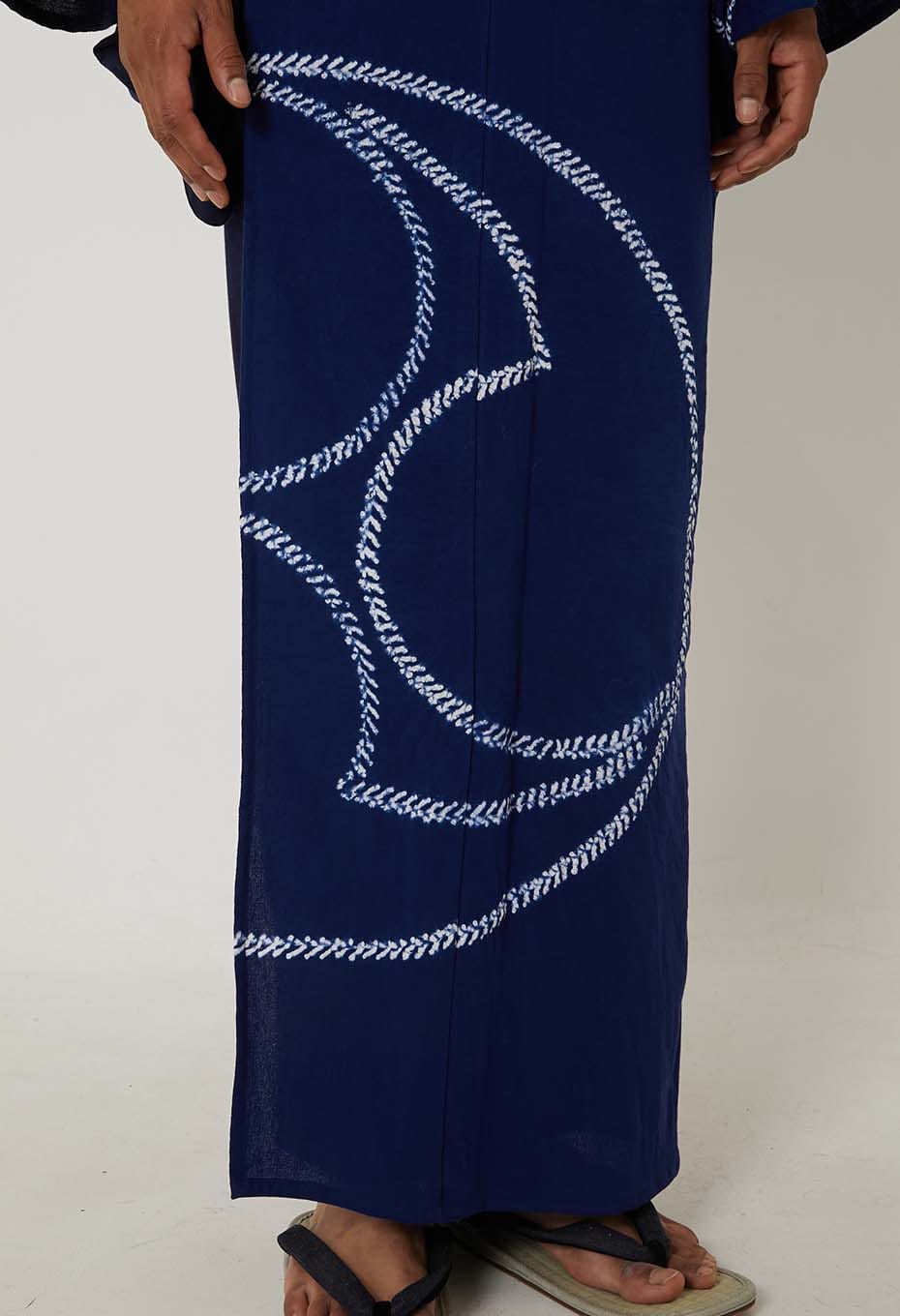 Tomoe Shibori Men's Yukata - NAVY