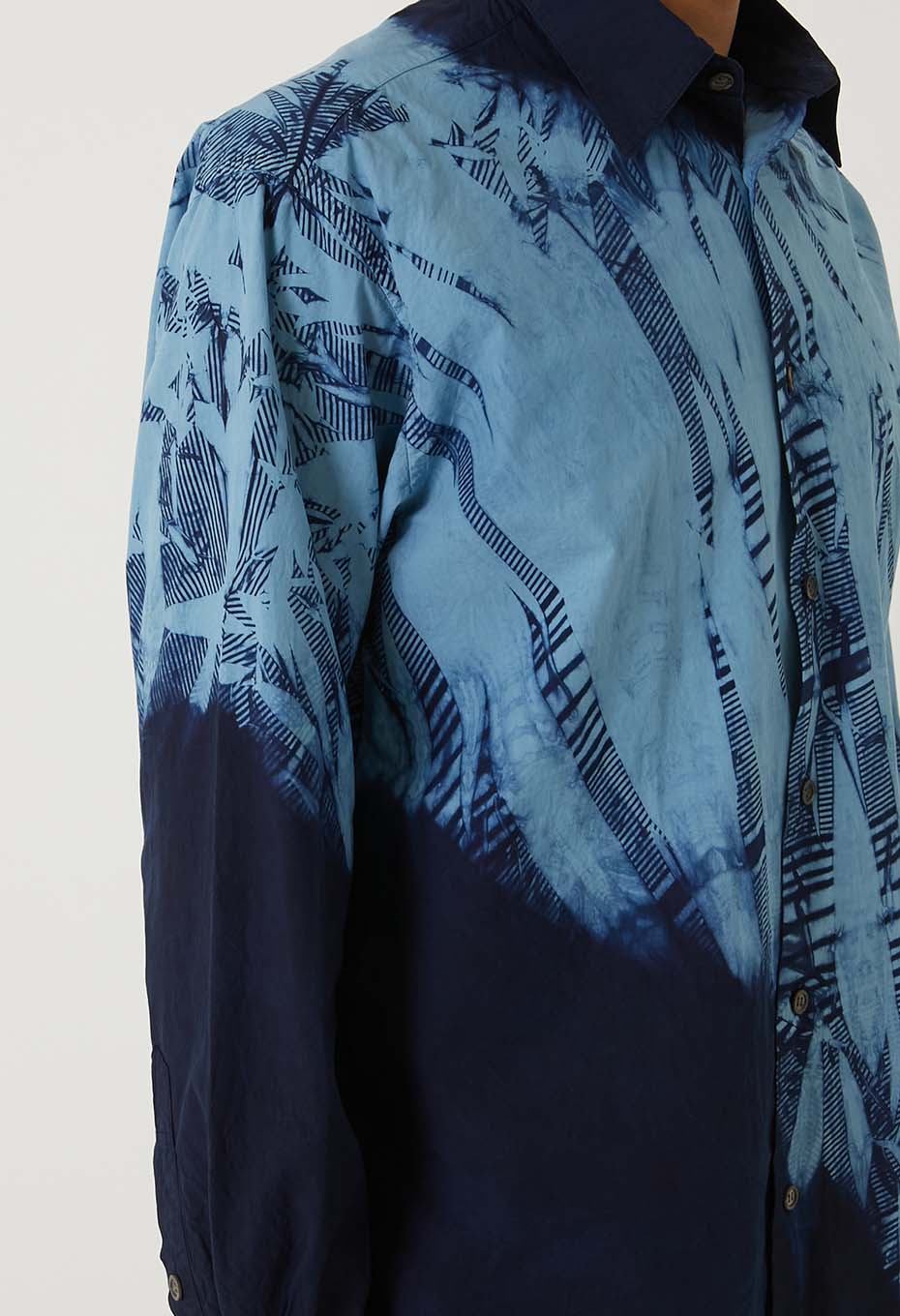 Woven Pure Indigo Itajime regular collar shirt - INDIGO