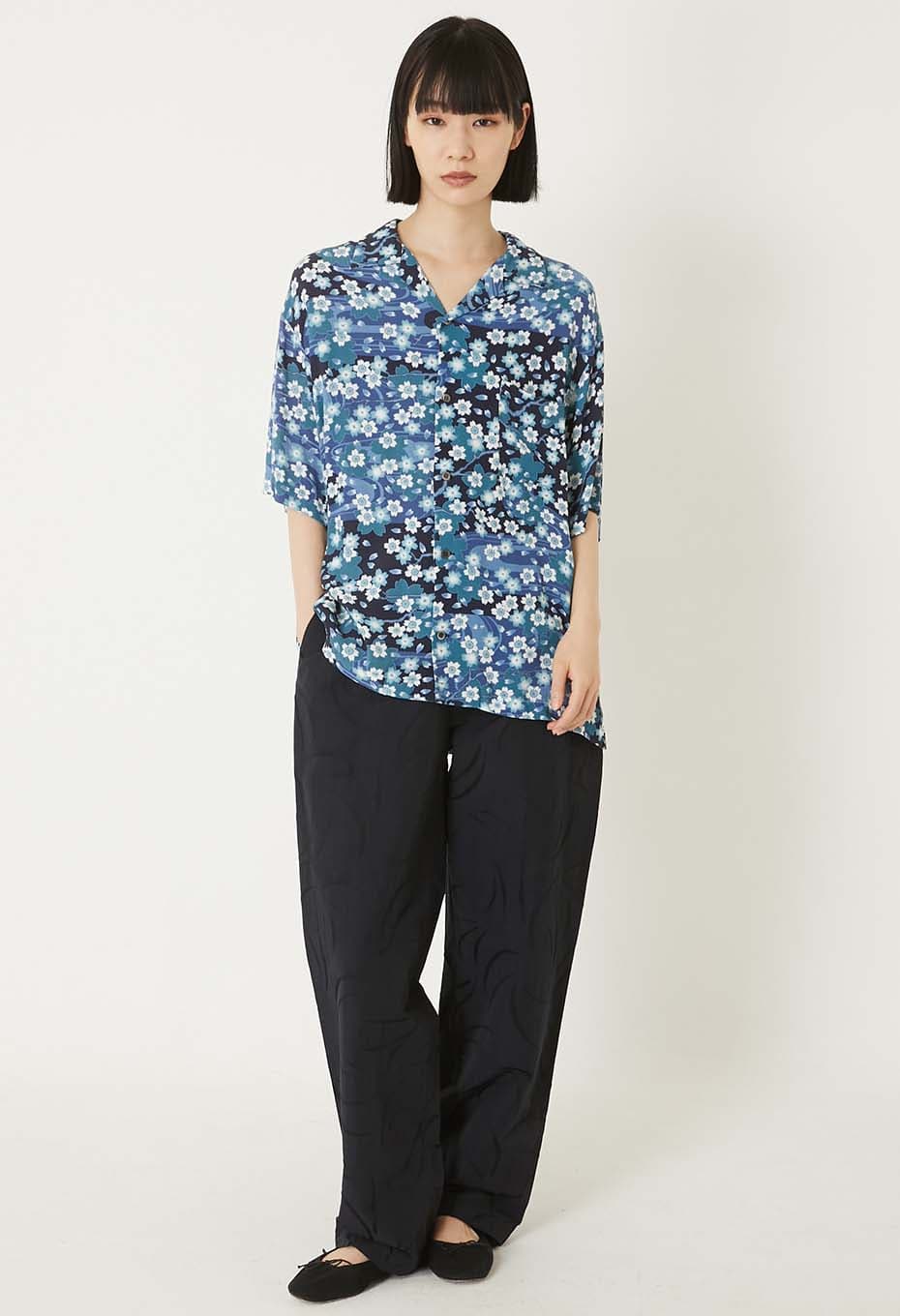 Sakura Nagare short sleeve shirt - DARK NAVY