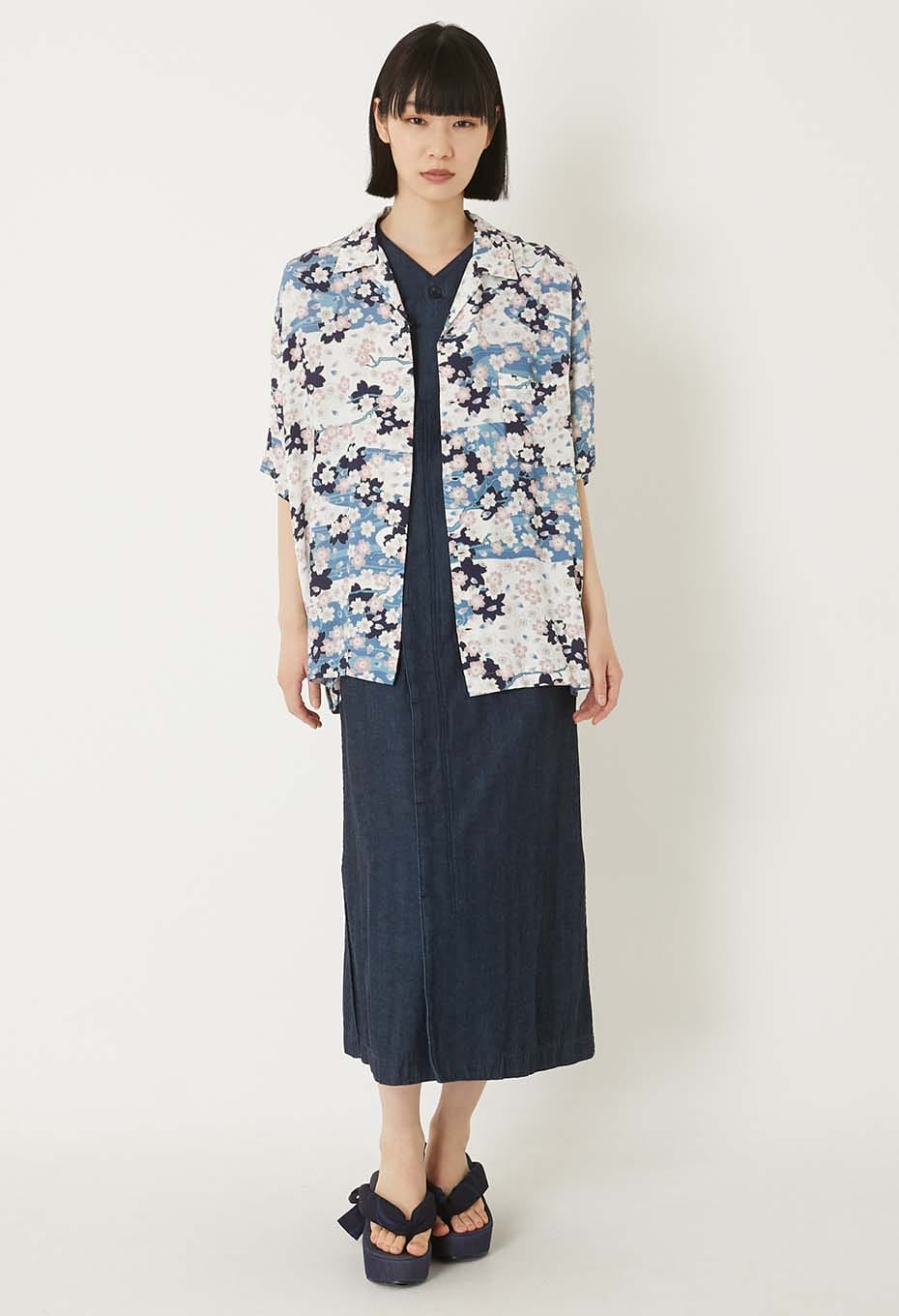 Sakura Nagare short sleeve shirt - WHITE