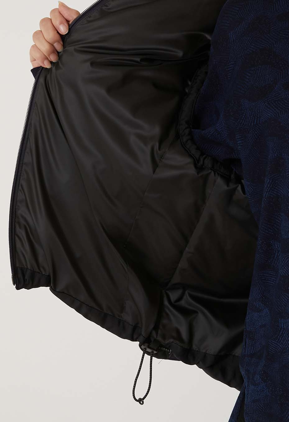 Indigo nylon satin recycled down hooded vest - INDIGO