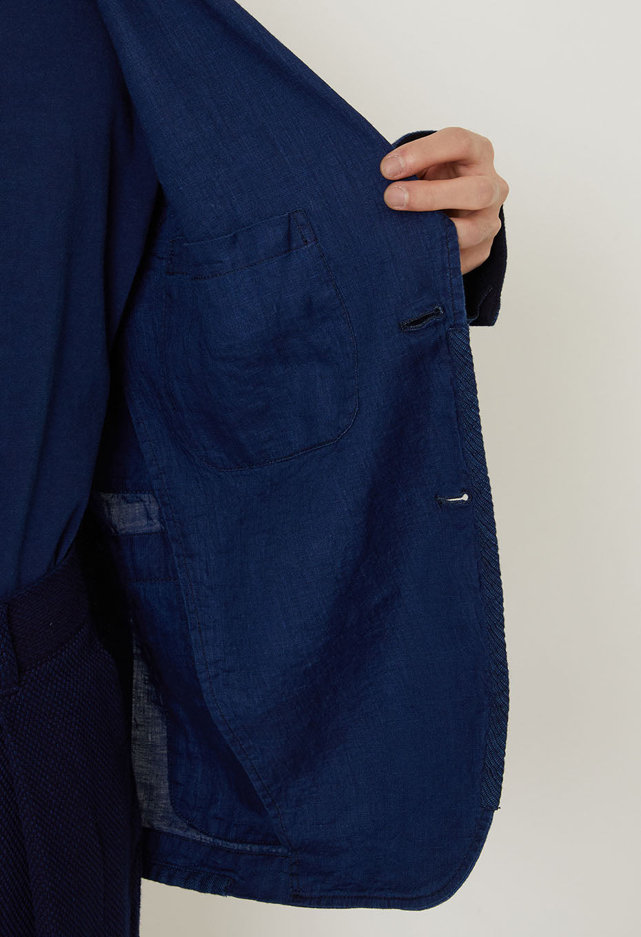 Indigo linen jacket - INDIGO